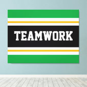 TEAMWORK Bright Green Schwarz-weiß Racing Stripes Leinwanddruck (Insitu (Holzboden))