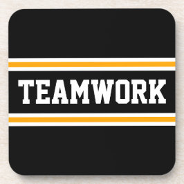 TEAMWORK Bright Orange Schwarz-weiß Racing Stripes Getränkeuntersetzer