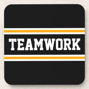 TEAMWORK Bright Orange Schwarz-weiß Racing Stripes Getränkeuntersetzer