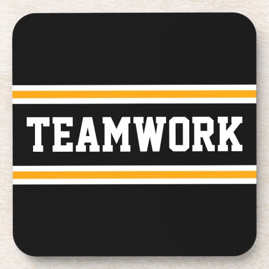 TEAMWORK Bright Orange Schwarz-weiß Racing Stripes Getränkeuntersetzer (Vorderseite)