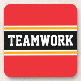 TEAMWORK Bright Red Black 70er Racing Stripes Getränkeuntersetzer
