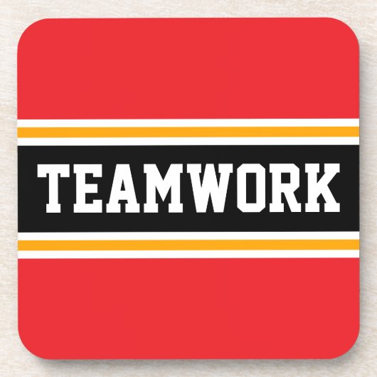 TEAMWORK Bright Red Black 70er Racing Stripes Getränkeuntersetzer (Vorderseite)