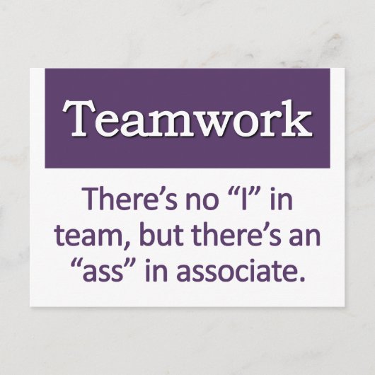 Teamwork Definition Postkarte (Vorderseite)