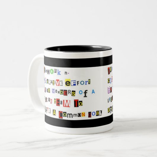 Teamwork-Definitions-Wickelrock Zweifarbige Tasse (Vorderseite Links)