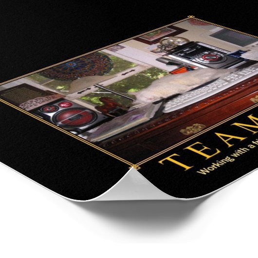 Teamwork Desk Kitty Mini Poster (Ecke)