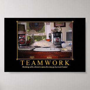 Teamwork Desk Kitty Mini Poster