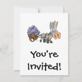 Teamwork Esel Maultiere Cartoon Einladung (Vorderseite)