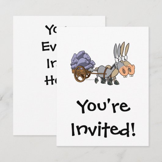 Teamwork Esel Maultiere Cartoon Einladung (Vorne/Hinten)