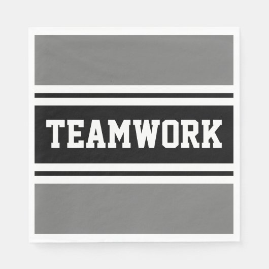 TEAMWORK Fett Schwarz-weiße, graue Streifen Serviette (Vorderseite)