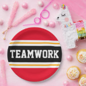 TEAMWORK Fun Bright Red Black Racing Stripes Pappteller (Party)
