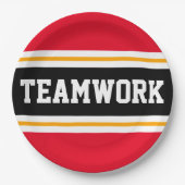 TEAMWORK Fun Bright Red Black Racing Stripes Pappteller (Vorderseite)