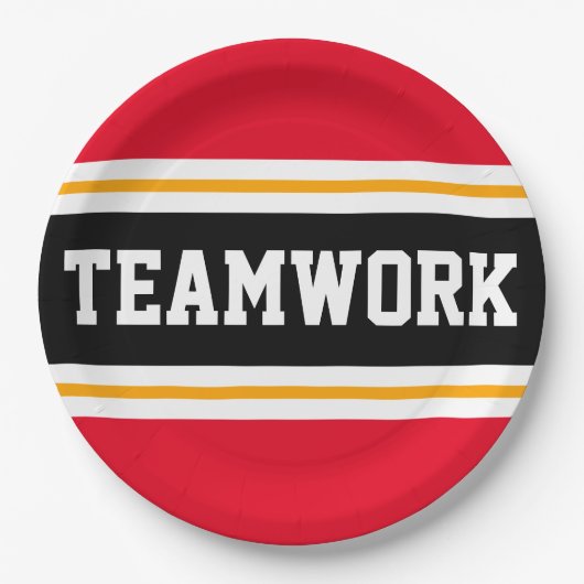 TEAMWORK Fun Bright Red Black Racing Stripes Pappteller (Vorderseite)