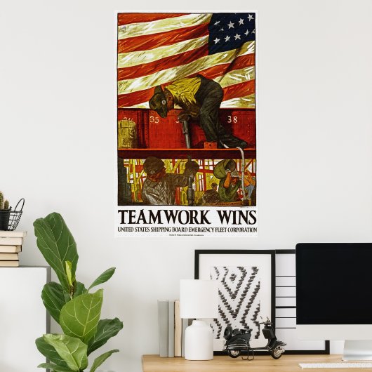 Teamwork gewinnt Poster (Heimbüro)