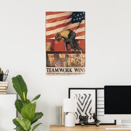 Teamwork gewinnt poster (Heimbüro)