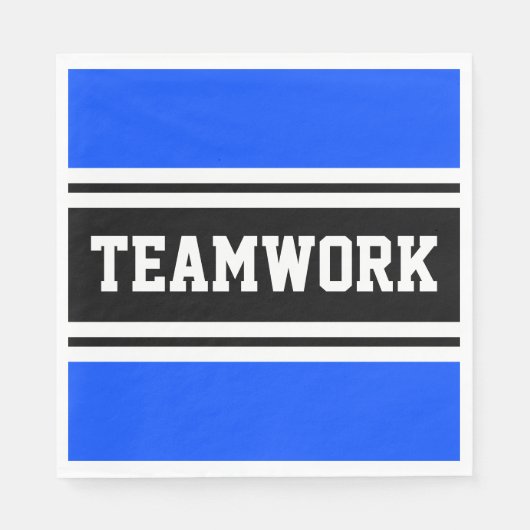 TEAMWORK Helle Schwarz-weiße Rennstreifen Serviette (Vorderseite)