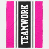 TEAMWORK Hellrosa Schwarz-weiße Rennstreifen Fleecedecke (Vorderseite)