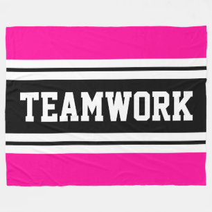 TEAMWORK Hellrosa Schwarz-weiße Rennstreifen Fleecedecke