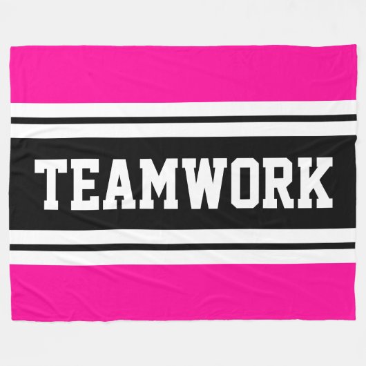 TEAMWORK Hellrosa Schwarz-weiße Rennstreifen Fleecedecke (Vorderseite (Horizontal))