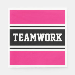 TEAMWORK Hellrosa Schwarz-weiße Rennstreifen Serviette