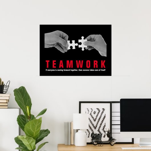 Teamwork Inspiration Motivierend Zitat Poster (Heimbüro)