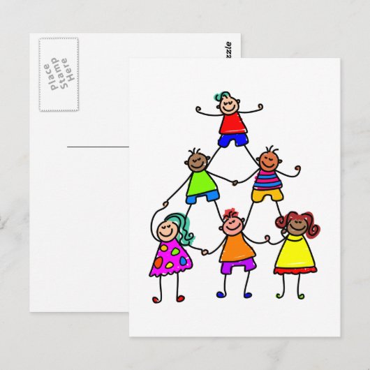 Teamwork Kids Postkarte (Vorne/Hinten)