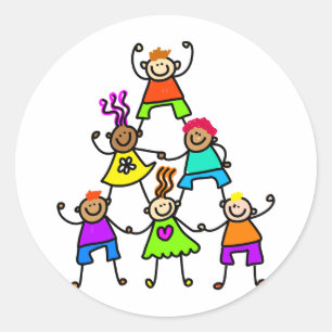 Teamwork Kids Runder Aufkleber