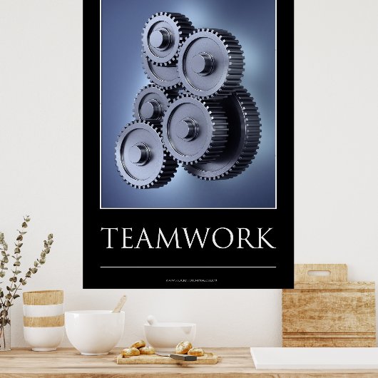 Teamwork-Konzept mit Getriebe Poster (Küche)