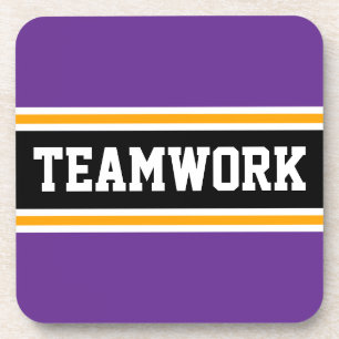 TEAMWORK Lila Orange Black 70er Racing Stripes Getränkeuntersetzer