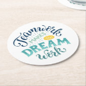 Teamwork macht den Traum zum Erfolg Runder Pappuntersetzer (Angewinkelt)