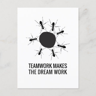 TEAMWORK MACHT DIE TRAUMARBEIT POSTKARTE