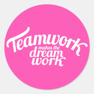 Teamwork macht Traumarbeit pink & weiß Aufkleber
