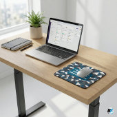 Teamwork Makes The Dream Work | Modern Blue Geomet Mousepad