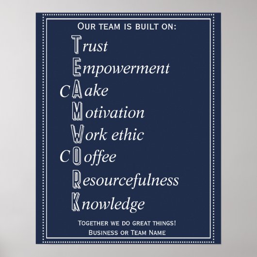 Teamwork Motivierend Acrostic Poster (Vorne)