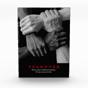 Teamwork Motivierend Inspiration-Quote-Hands Fotoblock