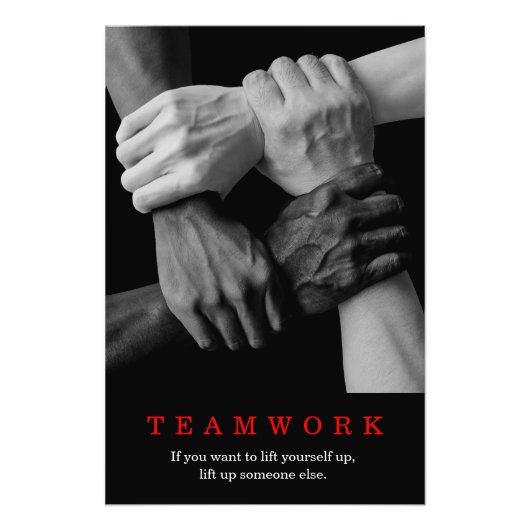 Teamwork Motivierend Inspiration-Quote-Hands Fotodruck (Vorne)
