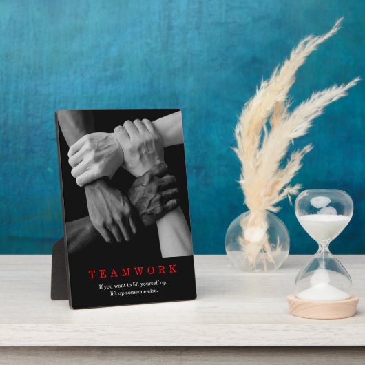 Teamwork Motivierend Inspiration-Quote-Hands Fotoplatte (Seite)
