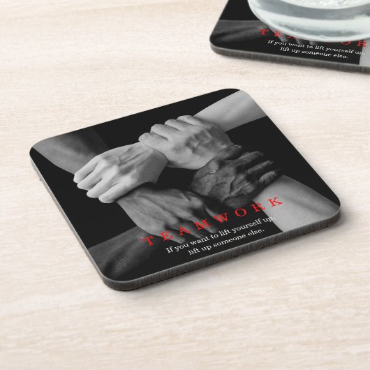 Teamwork Motivierend Inspiration-Quote-Hands Getränkeuntersetzer (Linke Seite)
