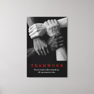 Teamwork Motivierend Inspiration-Quote-Hands Leinwanddruck