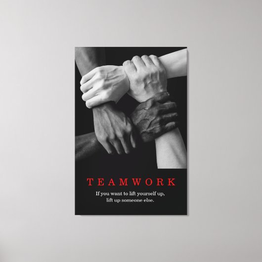 Teamwork Motivierend Inspiration-Quote-Hands Leinwanddruck (Vorderseite)