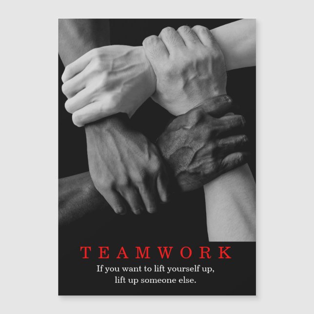 Teamwork Motivierend Inspiration-Quote-Hands Magnetkarte (Vorderseite)