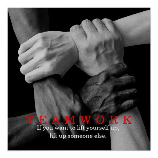 Teamwork Motivierend Inspiration-Quote-Hands Poster (Vorderseite)