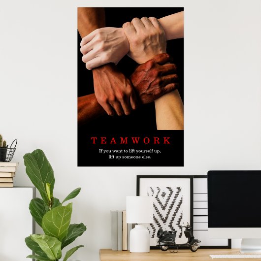 Teamwork Motivierend Inspiration-Quote-Hands Poster (Heimbüro)
