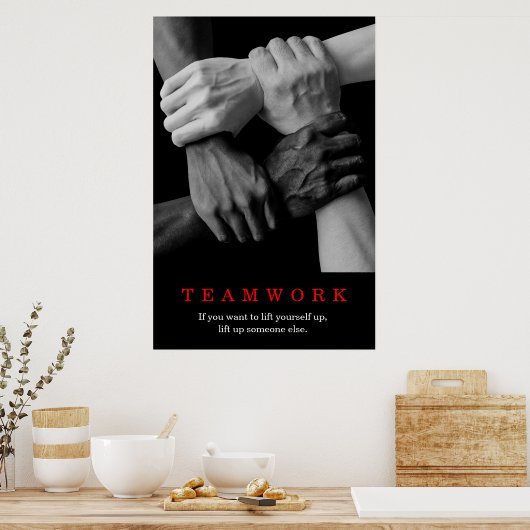 Teamwork Motivierend Inspiration-Quote-Hands Poster (Küche)
