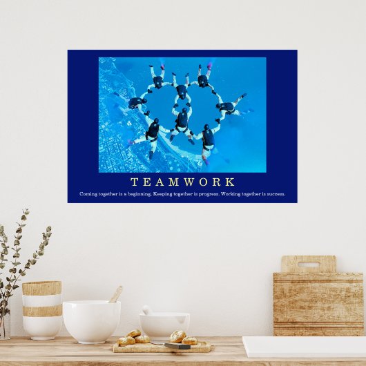 Teamwork Motivierend Zitat Skydiving Poster (Küche)