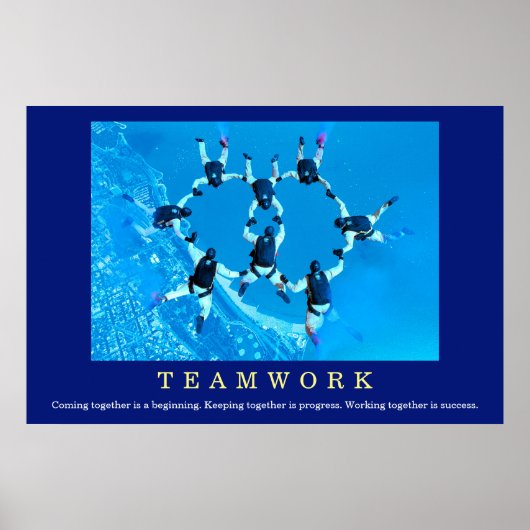 Teamwork Motivierend Zitat Skydiving Poster (Vorne)