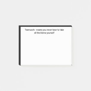 Teamwork - Nie nehmen Sie die Schuld an Funny Quot Post-it Klebezettel