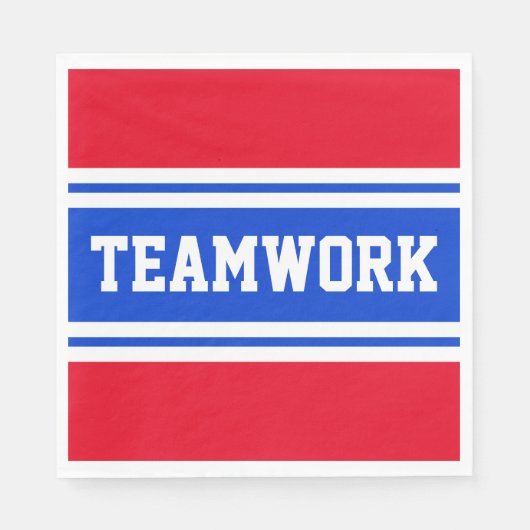 TEAMWORK Patriotic Bright Red White Blue Streifen Serviette (Vorderseite)