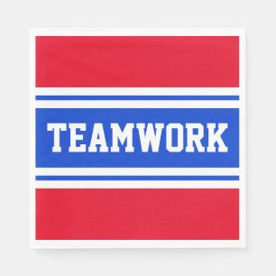 TEAMWORK Patriotisches Hellrot Weiß Blau Streifen Serviette