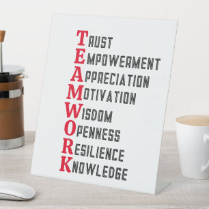 Teamwork Positives Wort Podestzeichen Sockelschild