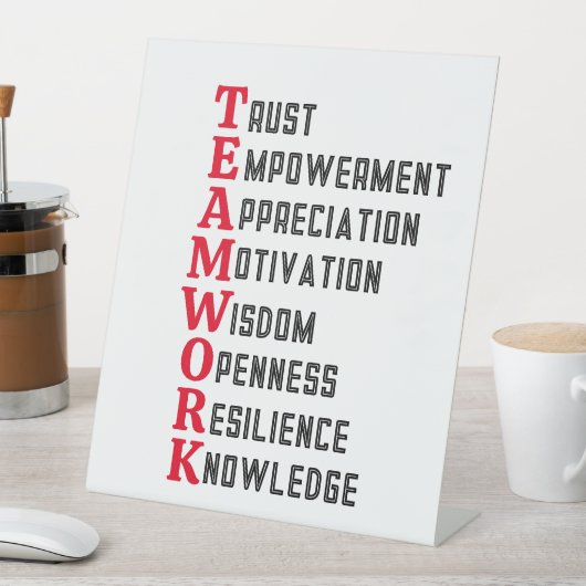 Teamwork Positives Wort Podestzeichen Sockelschild (In Situ)